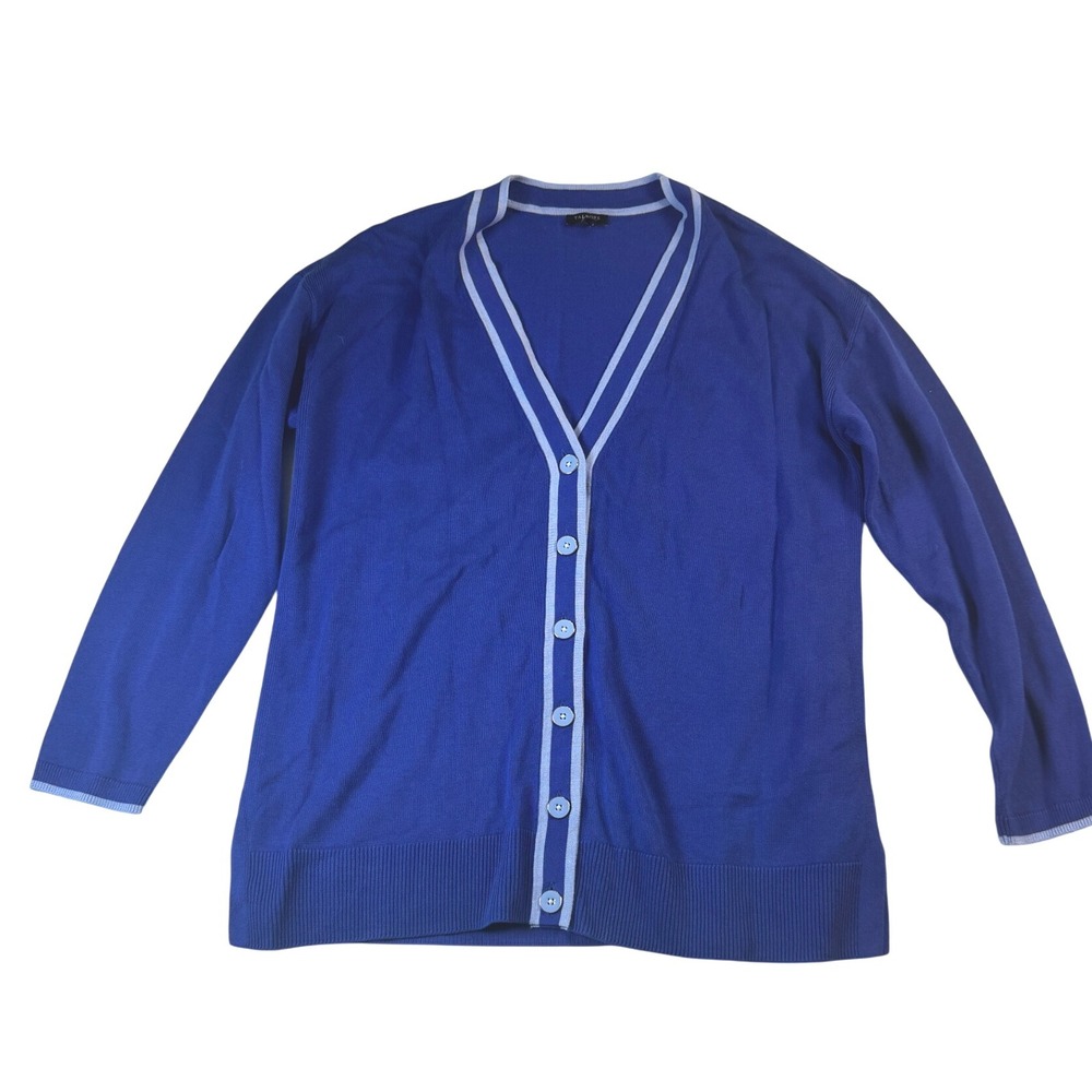 Talbots Petite Large (LP)‎ Blue Cotton Blend Knit Cardigan Sweater Women's Layer